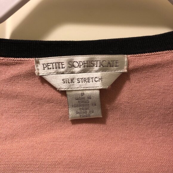 Vintage Petite Sophisticate Pink & Black Silk Blend Zip Cardigan | *Size is 1P - Picture 4 of 13